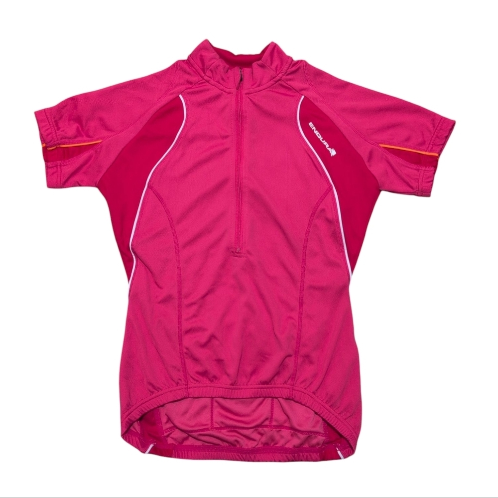 Endura Cycling Jersey Red Three Back Pockets Half Zip Reflective Size XS